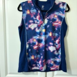 EP Pro Navy Sleeveless Golf Top with Pink & Light Blue Floral Print